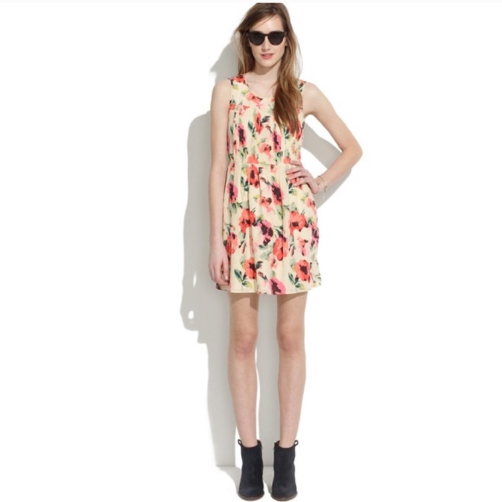 VGUC Madewell Pleated Dress in Tearose, sz 0